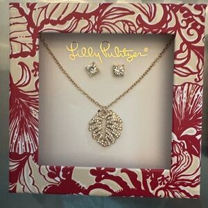 Lilly Pulitzer Gold and Silver Necklace Set with Leaf  Designs